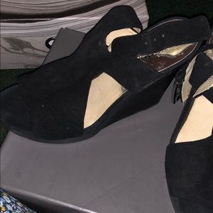 Black suede platforms